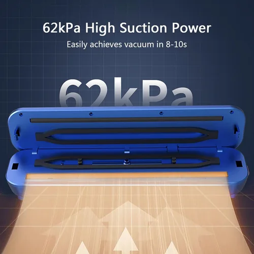 Miniatura 2 de Sellador al vacío de alta calidad, potente succión de 62 kPa, operación con un solo toque, luces indicadoras LED, sellador al vacío para alimentos