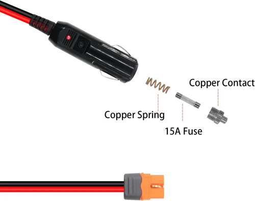 Miniatura 2 de XT60i - Cable de carga de enchufe para encendedor de cigarrillos, 12 V, macho a XT60i, cable adaptador para panel solar, estación de energía
