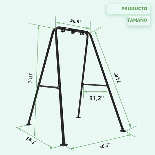 Miniatura 6 de G TALECO GEAR Soporte para silla de hamaca, soporte de hamaca multiusos de acero resistente de 300 libras para interiores y exteriores, silla Negro