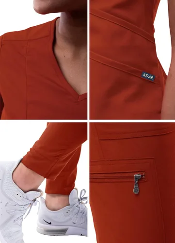Miniatura 5 de Adar Pro - Conjunto moderno de ropa quirúrgica atlética para mujer Camiseta quirúrgica moderna con cuello en V y pantalones quirúrgicos de yoga