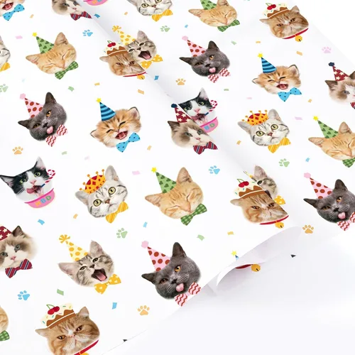 Miniatura 9 de WERNNSAI Papel de Regalo de Animales - 6 Hojas 27.5"x 19.7" Papel de Regalo para Baby Shower Papel de Regalo de Primer Cumpleaños Diseño de Animales