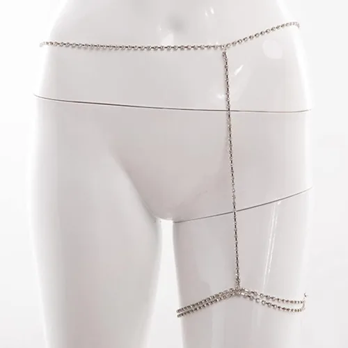 Miniatura 4 de Cadena de cintura de cristal bohemio con diamantes de imitación, cadena de cuerpo sexy para muslo, cadena de pierna en capas, cadena