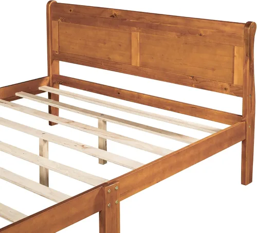 Miniatura 8 de Harper & Bright Designs Base de cama individual de madera maciza para niños, marco de cama de plataforma individual con cabecero, estribo, soporte