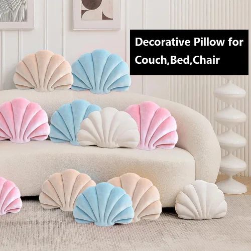 Miniatura 6 de XIAIJIA Seashell - Almohada decorativa con forma de concha marina, almohada de lanzar con forma de concha, almohada de playa con inserto 3D