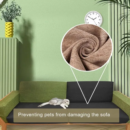 Miniatura 2 de Ntomtuex Funda de cojín de lino para sofá, funda de sofá para muebles, protector de cojín de silla de repuesto para mascotas, funda de sofá biplaza