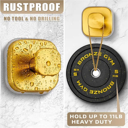 Miniatura 2 de Ganchos de ventosa para ducha, ganchos de baño reutilizables para toallas, batas y lufa, montaje sin taladro en cocina, paredes, metal, vidrio, Oro