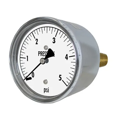 Miniatura 4 de PIC Gauges LP2-254-60 Manómetro de baja presión no rellenable de montaje trasero central con carcasa cromada, internos de latón, lente de plástico