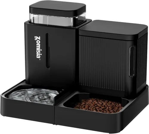 Miniatura 11 de ZOMISIA Alimentador de gravedad para gatos y dispensador de agua, alimentador automático 2 en 1 para gatos con rotación de 180 grados, 2