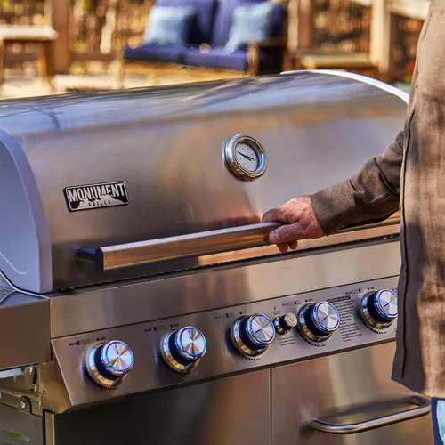 Miniatura 10 de Monument Grills 77352 Parrilla de gas propano estilo gabinete de acero inoxidable de 6 quemadores con caja de humo (2 artículos)