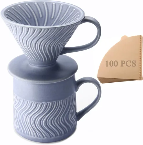 Miniatura 9 de Cafetera de Café con Filtro de Papel, 20 oz, Jarra de Vidrio de Borosilicato con 100 Filtros Tamaño 02, Mango de Nogal y Tapa de Vidrio, 600 ml