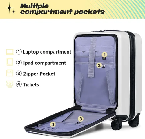 Miniatura 4 de AnyZip Maletas de equipaje con ruedas giratorias PC+ABS Hardshell TSA Lock, Blanco