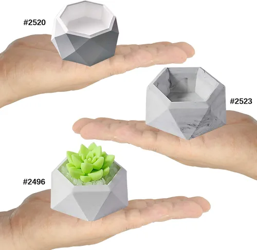 Miniatura 3 de Funshowcase Moldes de silicona de geometría facetada, 3 unidades para resina epoxi, hormigón, arcilla, suculenta, tazón, cenicero, vela, jabón