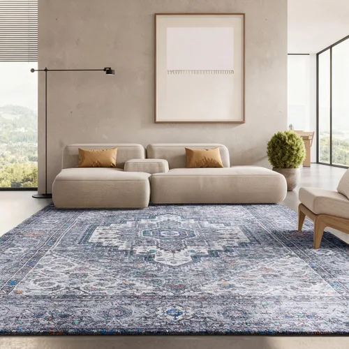 Miniatura 17 de SAFAVIEH Tucson Collection - Alfombra lavable de 2 pies 6 pulgadas x 8 pies, beige y verde, antideslizante y fácil de limpiar, ideal para pasillo