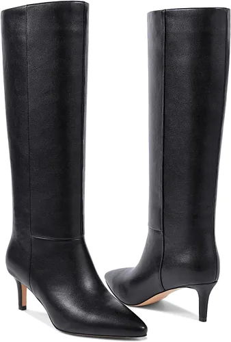 Miniatura 33 de wetkiss Botas altas hasta la rodilla para mujer, con tacón de gatito y diseño de punta puntiaguda, clásicas y sexys