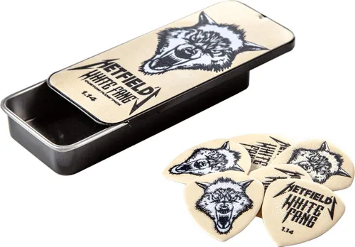 Jim Dunlop Lata de púa para guitarra personalizada de James Hetfield "White Fang" de 1.14mm Flow (PH122T114)