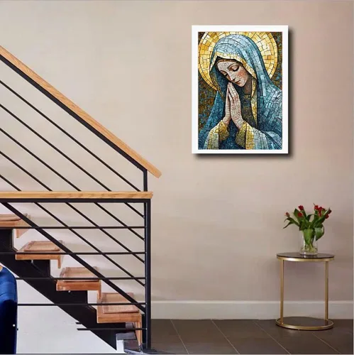 Miniatura 4 de MaiYiYi Kit de pintura de diamantes de oración de Virgen María, taladro redondo completo 5D, kit de punto de cruz, juego de pintura de diamante