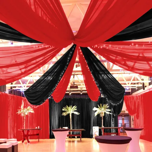 Miniatura 26 de 6 paneles de cortinas blancas para techo de boda, cortinas de techo de 5 x 10 pies, cortinas de tela transparente para arco de boda, cortinas