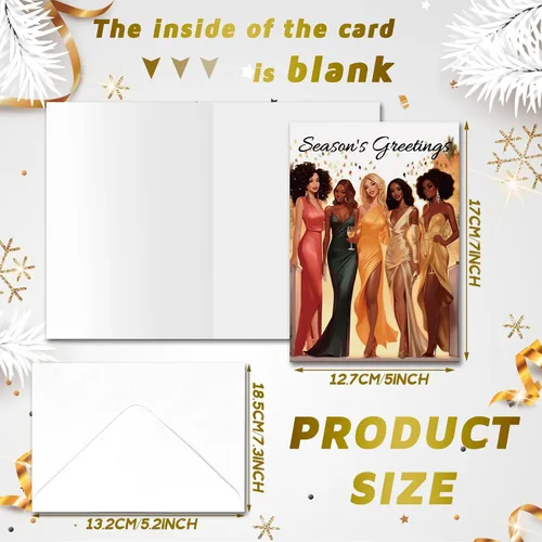 Miniatura 2 de Cholemy Juego de 36 tarjetas de Navidad afroamericanas negras con sobres, tarjetas de felicitación de Navidad africanas, tradicionales, religiosas