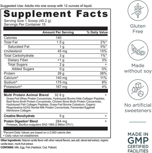 Miniatura 9 de Ancient Nutrition Polvo multiproteico a base de animales + creatina, 0.92 oz de proteína, suero alimentado con hierba, caldo de huesos, péptidos