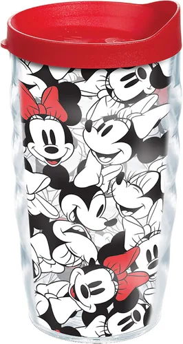 Tervis Disney - Minnie Expressions - Vaso aislado de doble pared hecho en Estados Unidos mantiene las bebidas frías y calientes, 10 onzas, ondulado,