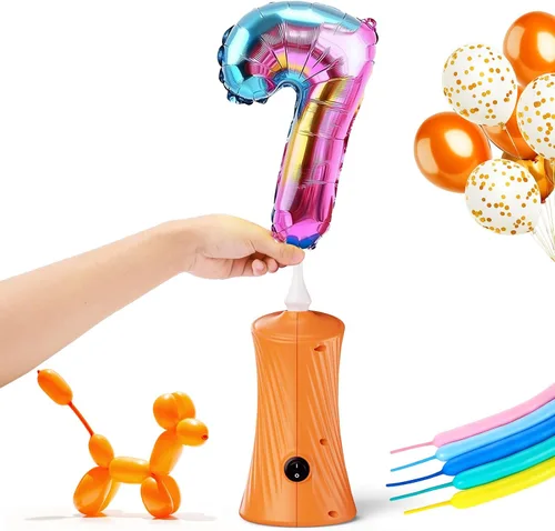 Miniatura 8 de Bomba eléctrica de globo de aire, bomba de globo de animales largos portátil, máquina sopladora eléctrica azul/naranja/rosa 110-120V 30W inflador