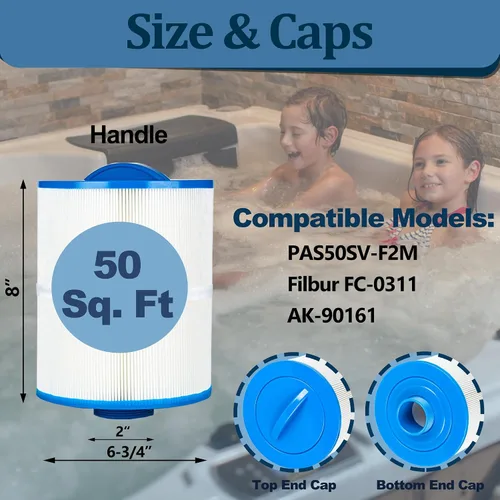 Miniatura 2 de 6CH-502 - Filtro de spa para bañera de hidromasaje, compatible con Unicel 6CH-502, Filbur FC-0311, PAS50SV-F2M, PAS502SV, PAS50, Master Deluxe