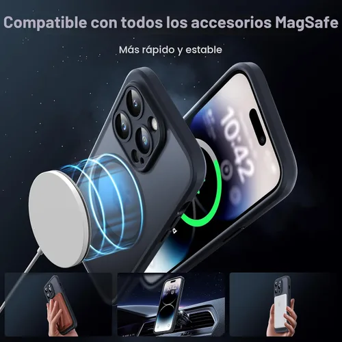 Miniatura 2 de TOCOL Funda para iPhone 14 Pro, protección completa mejorada de la cámara, compatible con Magsafe, protección contra caídas, funda magnética Negro