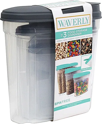 Miniatura 7 de Paquete de 2 recipientes herméticos medianos para almacenamiento de alimentos, 5 tazas (60.87 onzas), dispensadores sin BPA para aperitivos
