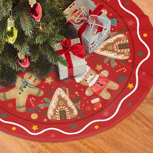 Miniatura 10 de Falda de Árbol de Navidad con Diseño de Dulces en Remolino de 36 Pulgadas, Alfombra de Árbol de Navidad, Decoración de Fiesta Navideña de Invierno 7