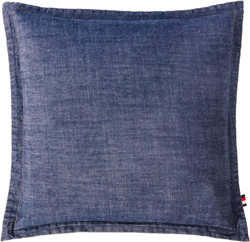 Miniatura 10 de Elegant Life Home Falda de cama de mezclilla lavada teñida con hilo de algodón, con volantes de polvo, caída a medida de 18 pulgadas
