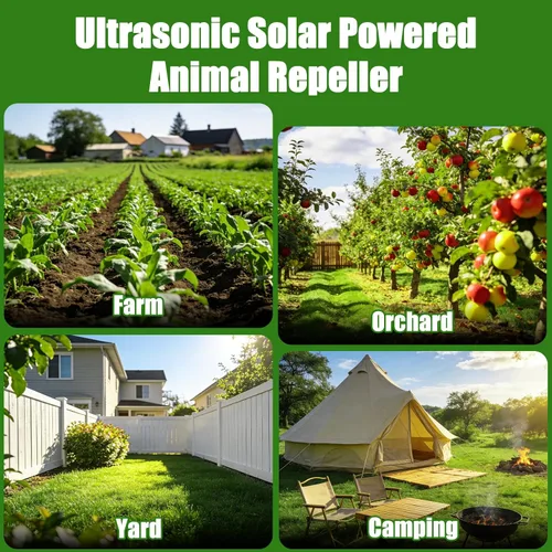 Miniatura 7 de Repelente de animales ultrasónico solar mejorado 2026 Repelente de animales para exteriores con sensor de movimiento, luz flash, repelente