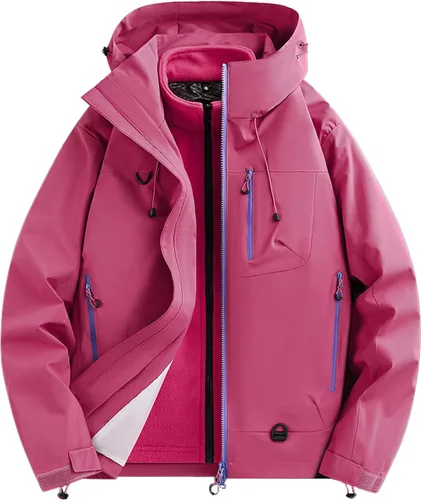 Miniatura 11 de Abrigos de otoño e invierno 3 en 1 con capucha, chaqueta de esquí de nieve 2026, impermeable, resistente al viento, forro polar, para mujeres y Negro