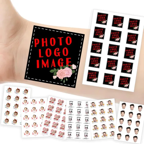 Miniatura 9 de Tatuajes temporales personalizados con foto y nombre, logotipo personalizado para adultos, niños, mujeres, hombres, regalo de boda, cumpleaños
