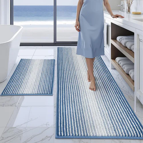 Miniatura 112 de BSICPRO Juegos de Alfombras y Tapetes para Baño, Juego de Alfombra de Baño de Felpilla Gruesa Absorbente de 2 Piezas Antideslizante, Tapetes Suaves
