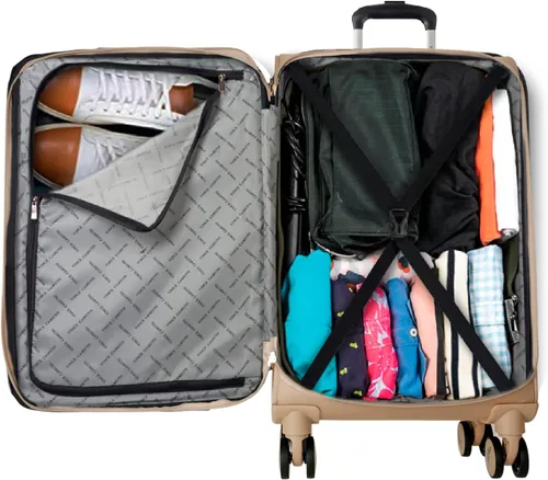 Miniatura 3 de Vince Camuto - Carrito rígido extensible y ligero con ruedas giratorias dobles, Bronceado, 2 Pc Set (2024)
