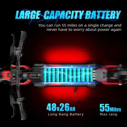 Miniatura 4 de HLOIE V2 - Scooter eléctrico de doble motor de 5600 W para adultos, batería de litio 48V26AH, hasta 45 MPH, rango de 55 millas, suspensión doble