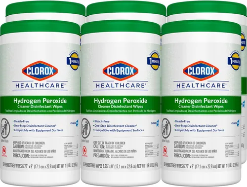 Clorox Healthcare 30824 - Toallitas desinfectantes de peróxido de hidrógeno, recipiente de 95 unidades, 6 recipientes (30824)