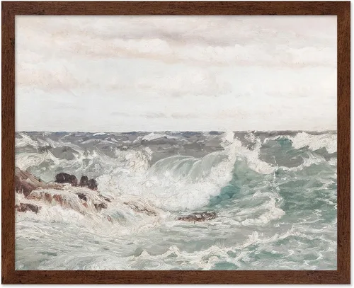 Miniatura 38 de Poster Master Póster vintage de pintura de olas del océano, impresión retro del océano, bellas artes, arte de paisaje marino, regalo para hombres