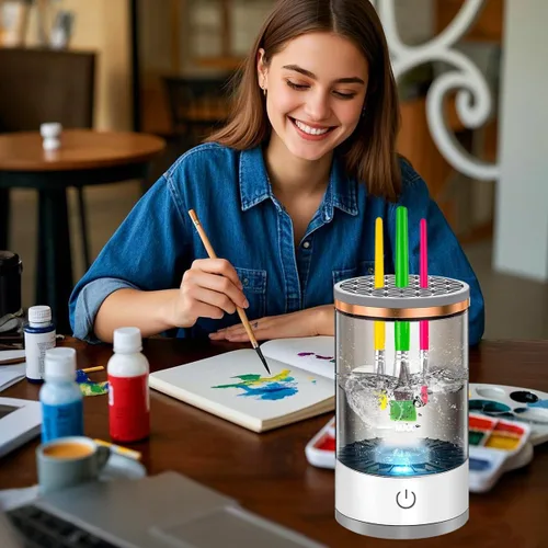 Miniatura 4 de Vodolo Máquina limpiadora de pinceles de pintura eléctrica, limpiador de pinceles de alta calidad profesional profesional giratorio de agua