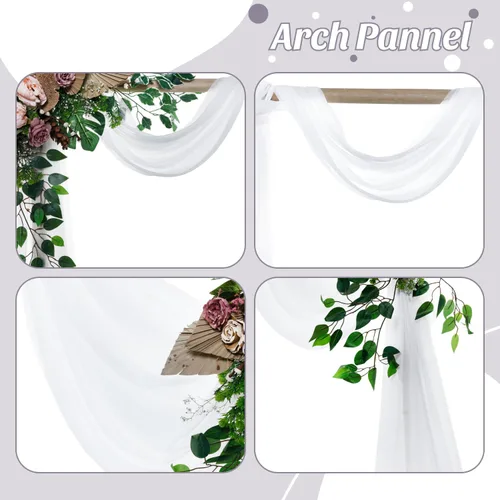 Miniatura 5 de MDS Paquete de 2 paneles de cortina para arco de boda (30 pulgadas de ancho x 20 pies de largo) tela de gasa transparente para boda, ceremonia