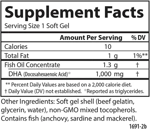 Miniatura 4 de Carlson - Gemas Elite DHA, 1000 mg de DHA, capturadas en la naturaleza, de origen sostenible, función cerebral y visión saludable, 60 cápsulas