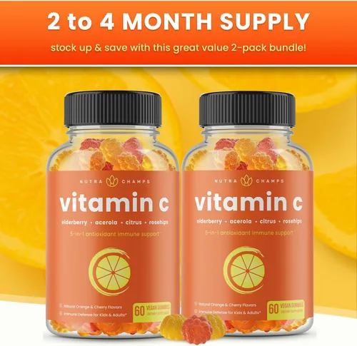 Miniatura 8 de NutraChamps Paquete de 2 gomitas de vitamina C y gomitas de saúco