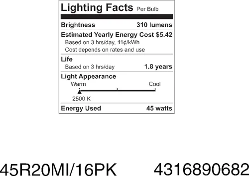 Miniatura 5 de GE Bombillas incandescentes de inundación, luces de inundación R20, 45 vatios, 245 lúmenes, base media, blanco suave, paquete de 6, bombillas