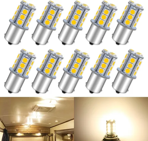 Miniatura 12 de Bombilla LED 1156 1141 de 10V-30V CA/CC súper brillante blanco cálido 1073 7506 BA15S bombillas de repuesto para RV caravana cámper remolque
