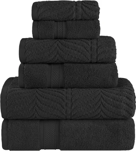 Miniatura 32 de Superior Juego de toallas surtidas de algodón Chevron de 12 piezas, cero torsión, secado rápido, artículos esenciales para el hogar, ducha, spa