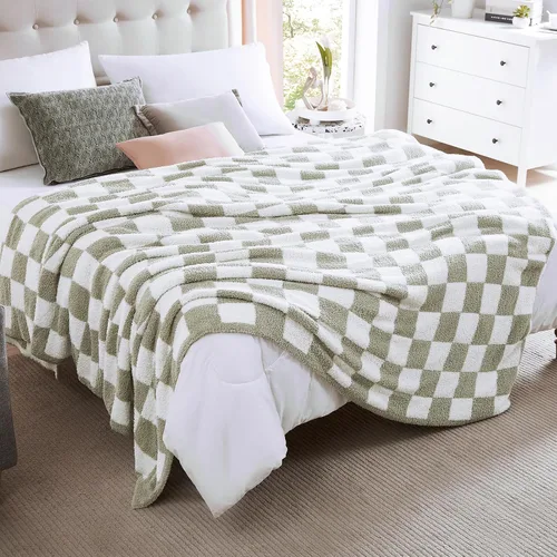 Miniatura 37 de WRENGONGE - Manta a rayas de color caqui, suave, acogedora, mullida, cálida, para sillón, sofá, cama o viajes, ligera, 50 x 70 pulgadas, regalo