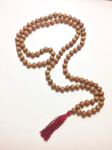 Miniatura 2 de Cuentas de sándalo Mala de 108 + 1 0.315 in, collar de Mala Japa Mala anudadas a mano, cuentas de oración tibetana, cuentas de meditación, collar