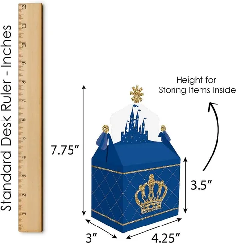 Miniatura 6 de Big Dot of Happiness Royal Prince Charming – Caja de regalo para fiestas – Baby Shower o fiesta de cumpleaños – Cajas de regalo – Juego de 12