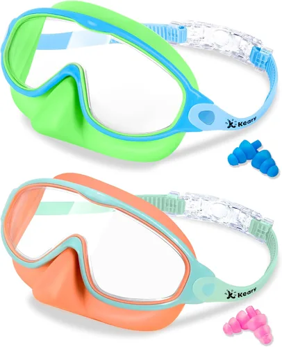 Miniatura 9 de Keary - Paquete de 2 gafas de natación para niños con cubierta nasal, anti-UV, antiempañamiento, para piscina y agua, para niños de 3 a 12 años