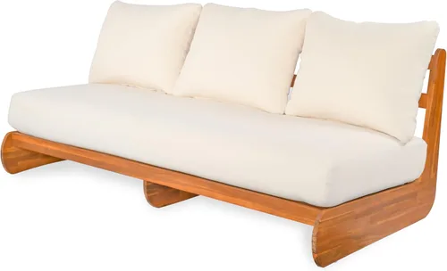 Miniatura 5 de Christopher Knight Home Poppy - Sofá de madera de acacia para exteriores de 3 plazas con cojín, sofá de madera para patio con cojín, cómodo sofá